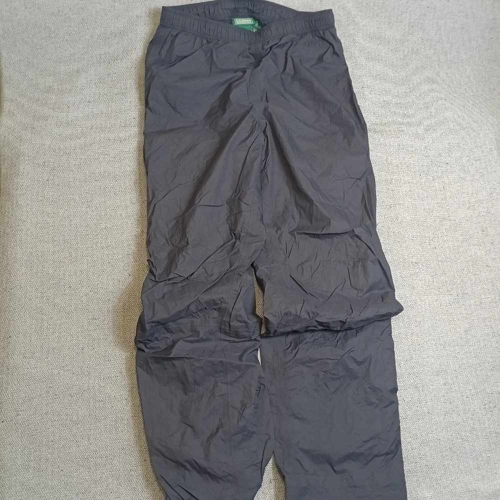 LL Bean Gore-Tex Rain Pants Mens M Reg Gray Excellent Waterproof Stowaway